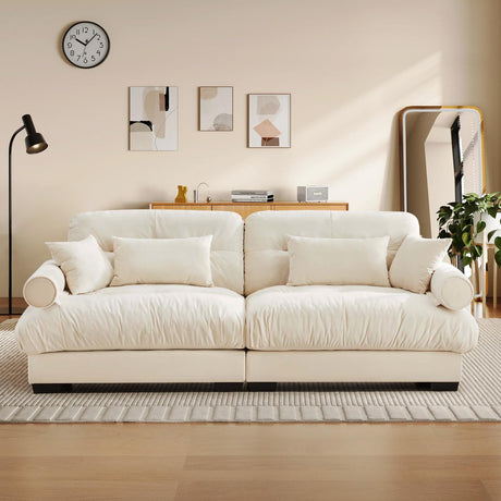 SoarTalent 93.7" Oversized Modular Sectional Sofa 2-Seater Loveseat Cloud Couch with Pillows and Overthick Cushion for Living Room,Home Theater,Apartment,Velvet,Beige SoarTalent