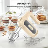 Hand Mixer Electric, 5-Speed Small Handheld Mixer, 2* (304 Dough Hooks & 304 Whisks) Food Mixer, Kitchen Mixer for Baking, Cream, Cookies, Dishwasher Safe BAIGELONG