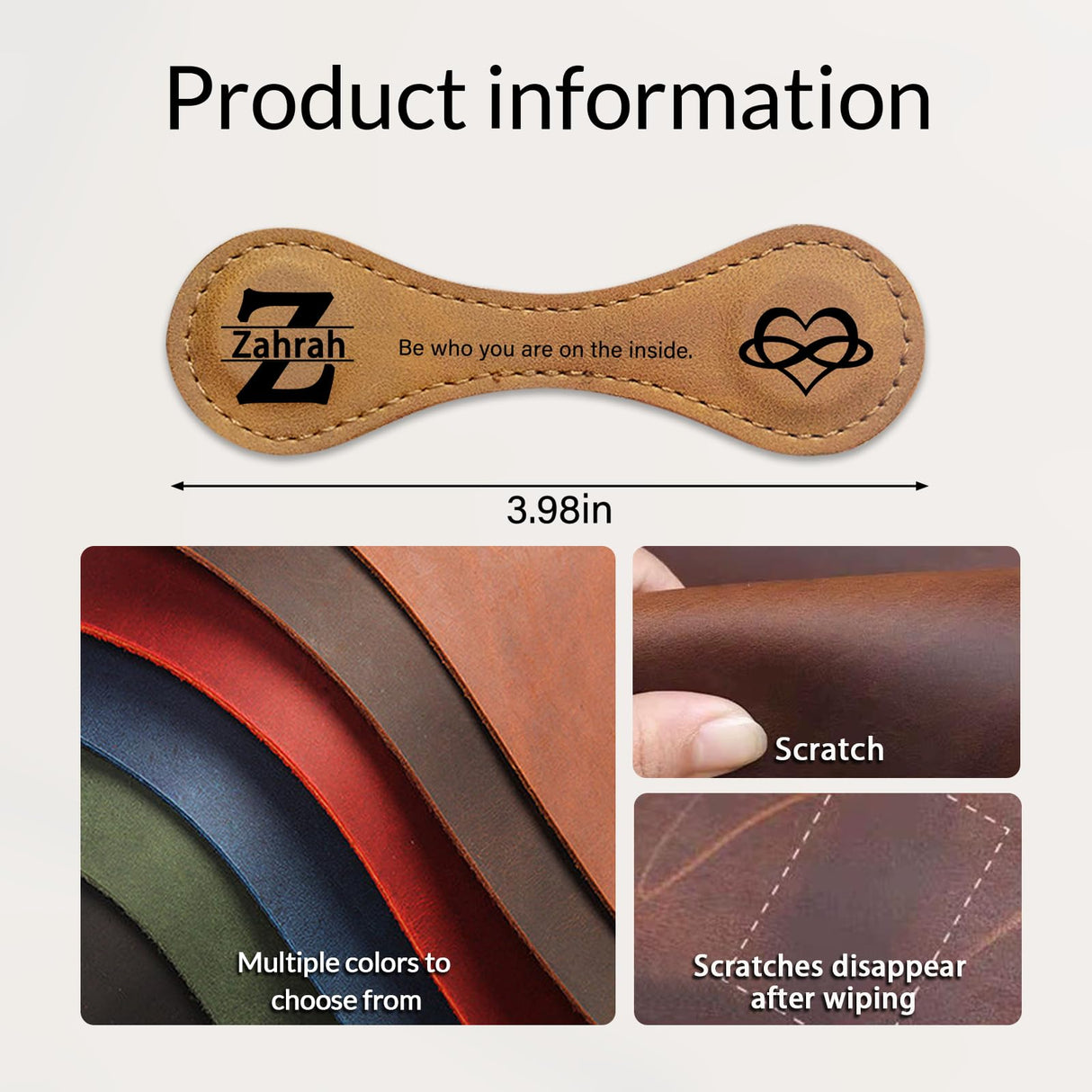CDBUY Personalized Leather Magnetic Bookmarks - Custom Magnetic Leather Bookmark with Engraved Logo Text, Vintage Magnetic Bookmark Clips Customized Gifts for Women Kids Men Book Lovers Mother Father CDBUY