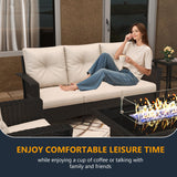 FUARTIO 10 Pieces Outdoor Patio Furniture Set with Fire Pit Table, Wicker Patio Sectional Set Conversation Wicker Swivel Chairs with Small Side Table FUARTIO