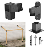 Antsky 15° Wall Pergola Kits - Stainless Steel 15 Degrees Wall Mounts pergola for 4x4 Posts(Actual 3.6" X 3.6"), Roof Bracket Kit, Angled Pergola Construction Pergola Bracket Kit(3-Way) Antsky