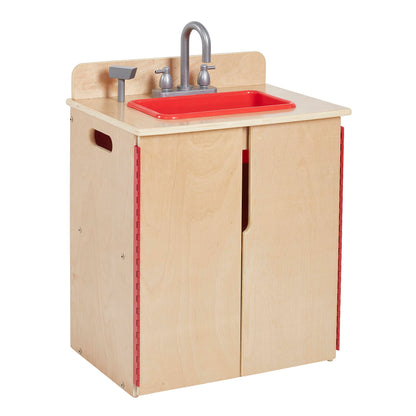 ECR4Kids Play Kitchen Sink, Wooden Playset, Natural