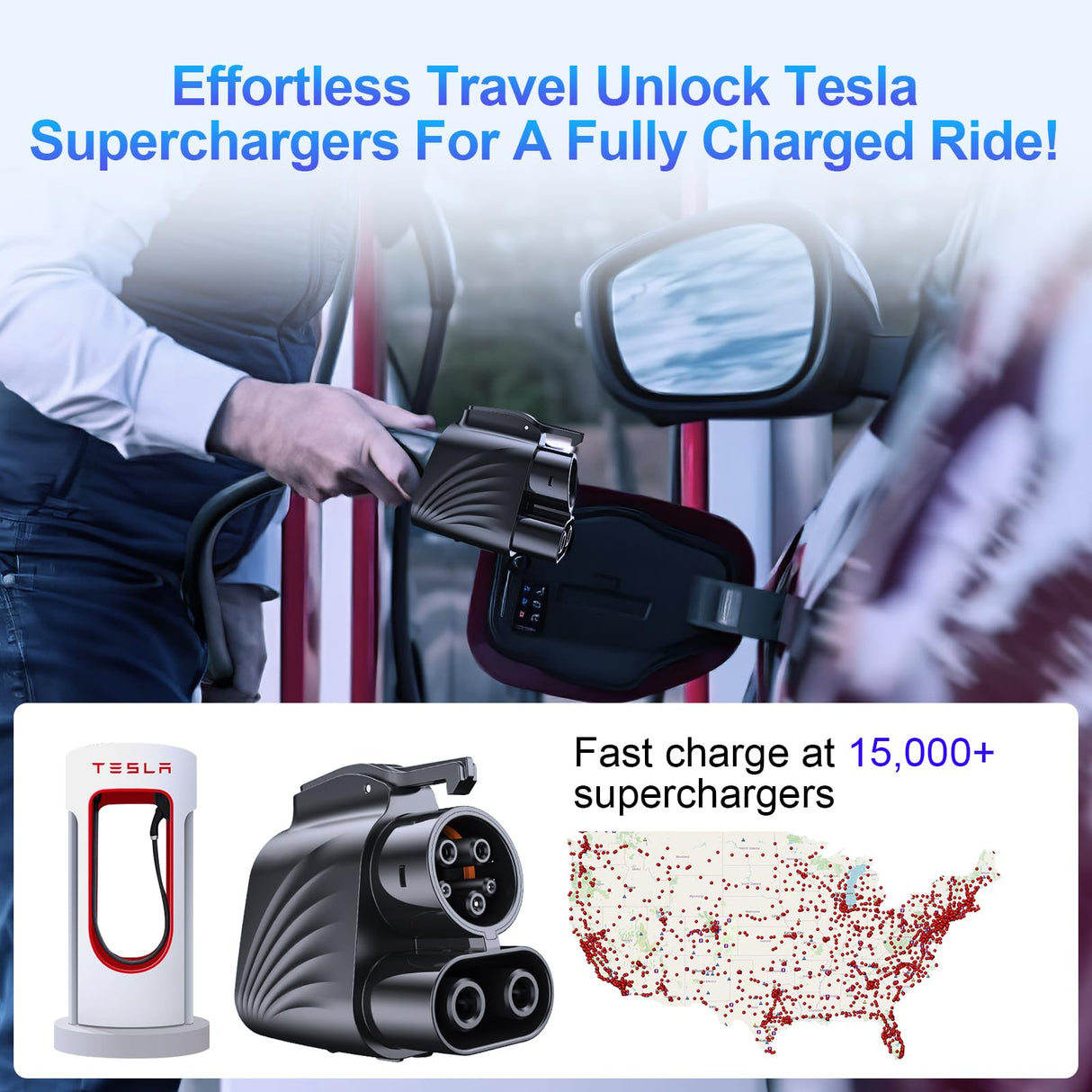 BMKCT NACS to CCS1 Charging Adapter, 2025 Upgraded Max 500A 250KW, Fit for Tesla to CCS Adapter Compatible with Tesla Supercharger V3/V4 Station,Fit for Ford EVs,Fit for Rivian EVs,GM EVs BMKCT