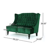 Christopher Knight Home Leora Modern Glam Tufted Velvet Wingback Loveseat, Emerald / Dark Brown Christopher Knight Home