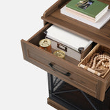 HOOBRO 43.3” Dog Crate Furniture, XL Heavy Duty Dog Kennel with Drawers, Wooden Crate Indoor Side End Table for Medium to Large Dogs, Triple Door Design, Walnut and Black HOOBRO