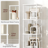 MAHANCRIS 4-Tier Rotating Bookshelf, Freestanding Corner Bookshelf, 360° Spinning Bookcase, Industrial Style Storage Rack with Rails, for Living Room, Bedroom, Study, White BKWT1501 MAHANCRIS