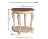 Signature Design by Ashley Realyn French Country Two Tone Round End Table, Chipped White Signature Design by Ashley