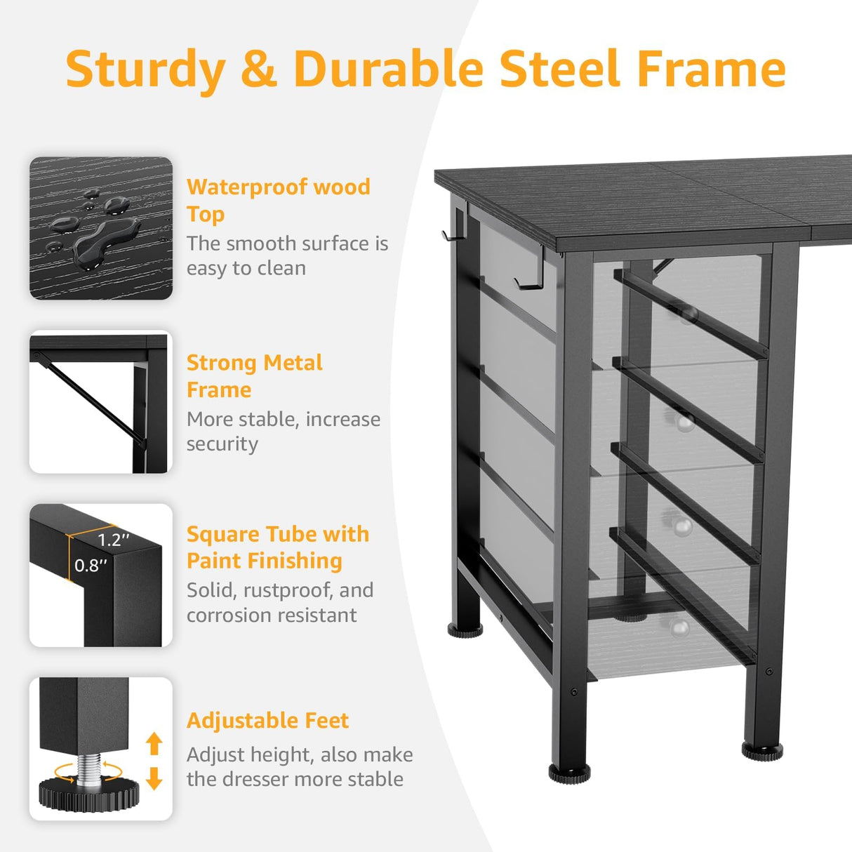 Black Gaming Desk with Drawers on Both Sides, 55 Inch Home Office Computer Study Writing Work PC Desk with 8 Storage Drawers Storage for Bedroom DLisiting