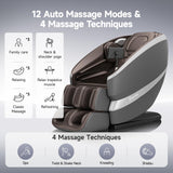 Real Relax Dual Core S Track Massage Chair,Full Body Recliner with Zero Gravity,Rocking Function,Back and Calf Heating,12 Auto Modes,Bluetooth,Foot Roller,Home or Office Use,Gray and Brown Real Relax
