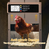 NyPots Automatic Chicken Coop Door Solar Powered, LCD Display Automatic Chicken Door with Timer & Light Sensor, Aluminum Alloy Chicken Door with Remote Control & 4 Modes Automatic Chicken Door Solar NyPots
