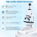Microscope for Kids，40X-2000X Compound Microscope Mobile Phone Adapter with Microscope Slide Microscope kit for Home School Laboratories for Children Students Herwicm