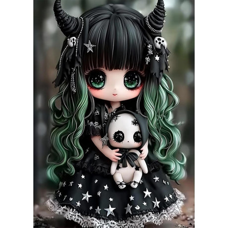 SENQAO Gothic Diamond Painting Kits for Adults, Scary Doll Diamond Art Paintings Kit for Beginners, 5D Full Drill Diamand Art Kits, Gem Art Crafts for Adults Wall Decor 12x16inch SENQAO