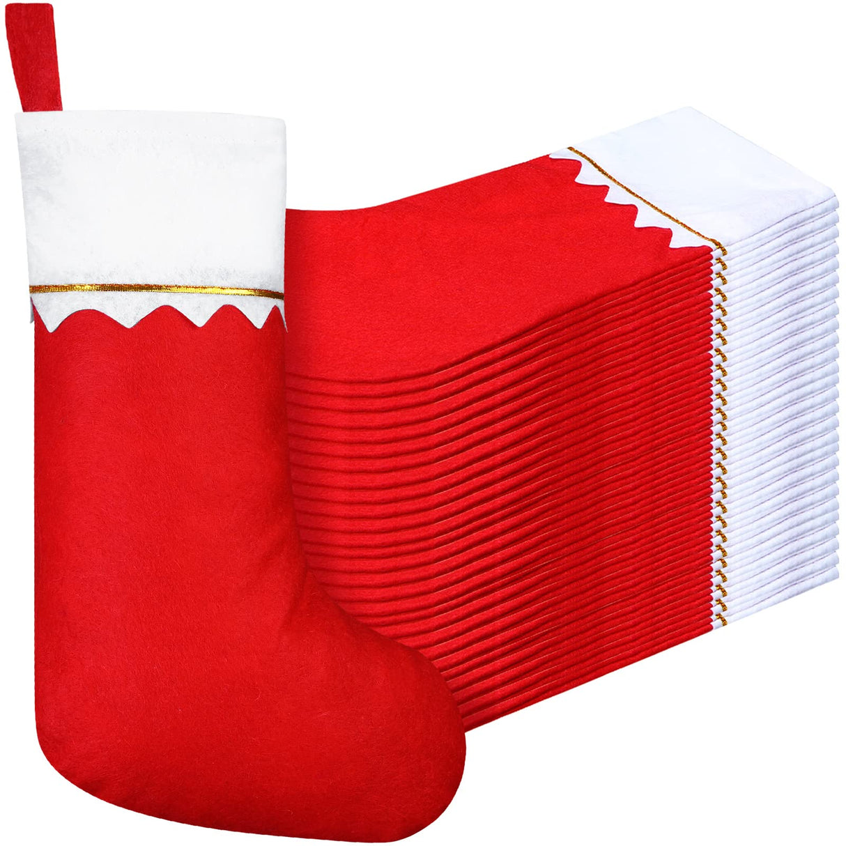 Zubebe 24 Pcs Felt Christmas Stockings 15 Inch Party Favors Stockings Xmas Decoration Stockings Rustic Christmas Santa Stockings for Christmas Holidays Home Decorations(Red) Zubebe
