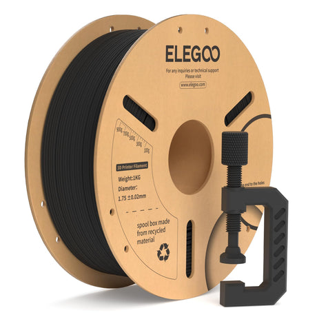 ELEGOO Carbon Fiber PLA Filament 1.75mm Black 1KG, PLA-CF Strong 3D Printer Filament Dimensional Accuracy +/- 0.02mm, 1kg Cardboard Spool(2.2lbs) for Most FDM 3D Printers ELEGOO