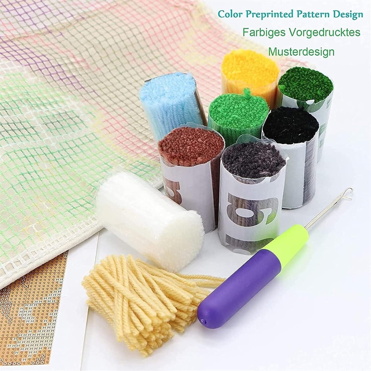 Generic Highland Cow & Sunflowers Latch Hook Kits Rug DIY Cushion Tapestry Making Crochet Hook Mat Making Kits Color Preprinted Pattern Canvas DIY Carpet Needlework Crochet Kits 52x38cm (d99-114) Generic