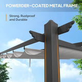 VINGLI 10’x 10' Outdoor Pergola Metal Retractable Pergola Canopy with Adjustable Roof, Garden Pergola for Deck, Porch, Garden, Yard (Gray) VINGLI