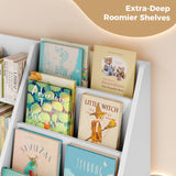 Tatub 6 Tier Kids Wooden Bookshelf and Toy Storage, Children Toy Organizer with Book Shelves, Toddler BookRack Baby Bookcase for Nursery, Playroom and Classroom, White Tatub