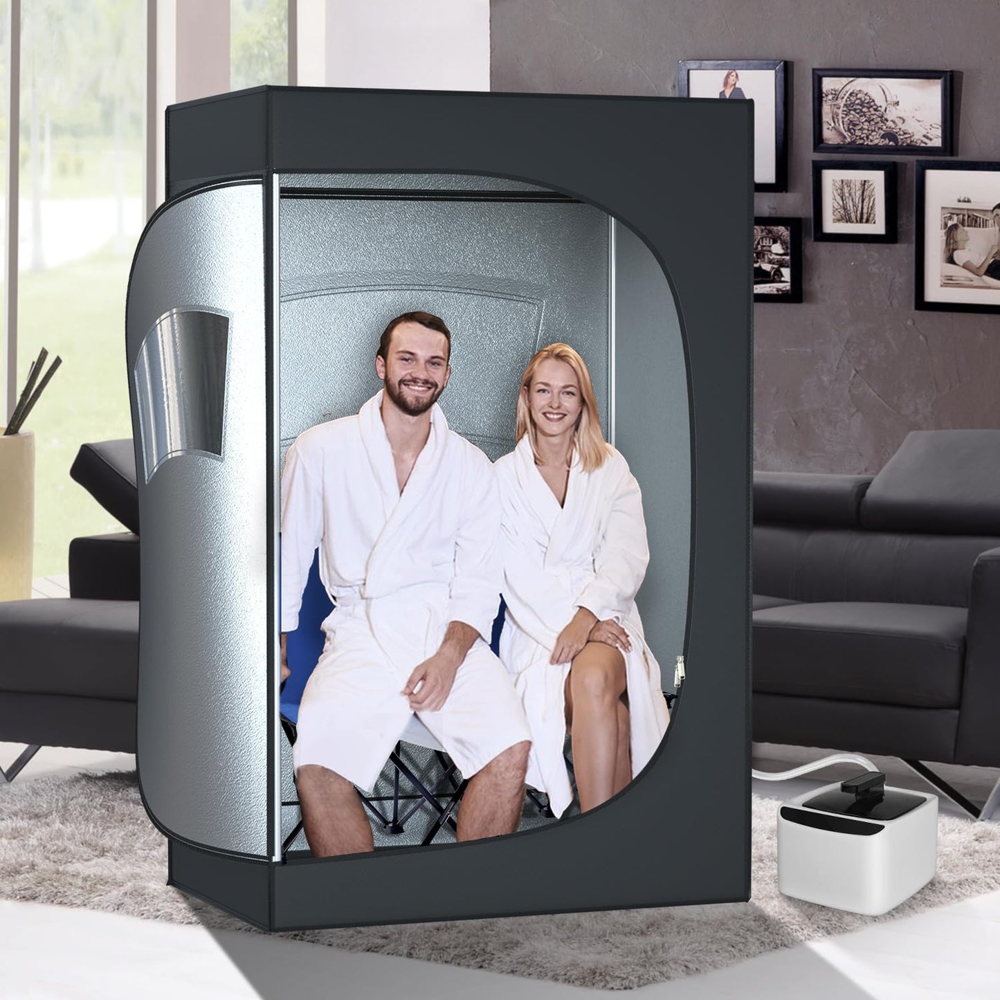 TOREAD 2-Person Full Body Portable Steam for Home, 1 or 2 Person Foldable Sauna, 600D Canvas, Indoor Sauna Tent for Relaxation with 4.1L 1000W Steam Generator（70.9" x47.2 x31.5 ）