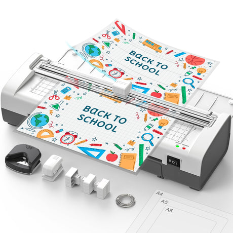 Qfun Small Laminator Machine with 20 Laminating Sheets 9 Inch Personal Laminator for Teachers Laminate Machine, 12 in 1 Cold Thermal Mini Laminating Machine, Home Office Paper Card Lamination Machine Qfun