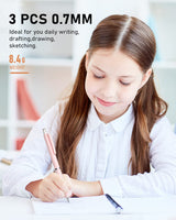 Nicpro 3PCS Pastel Mechanical Pencil Set with Case, 0.7 mm Pencils with 6 Tube HB Lead Refill, 3PCS Eraser, 9PCS Eraser Refill for School Supplies Student Writing, Drafting Drawing Sketching Nicpro