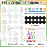 24 Set Ceramic Painting Kit for Kids DIY Ceramic Painting Figures Paint Your Own Flower Butterfly Statues Paint Craft Unpainted Plaster Figurines with Magnet Brush Paints for Adult(Adorable) Relaxweex