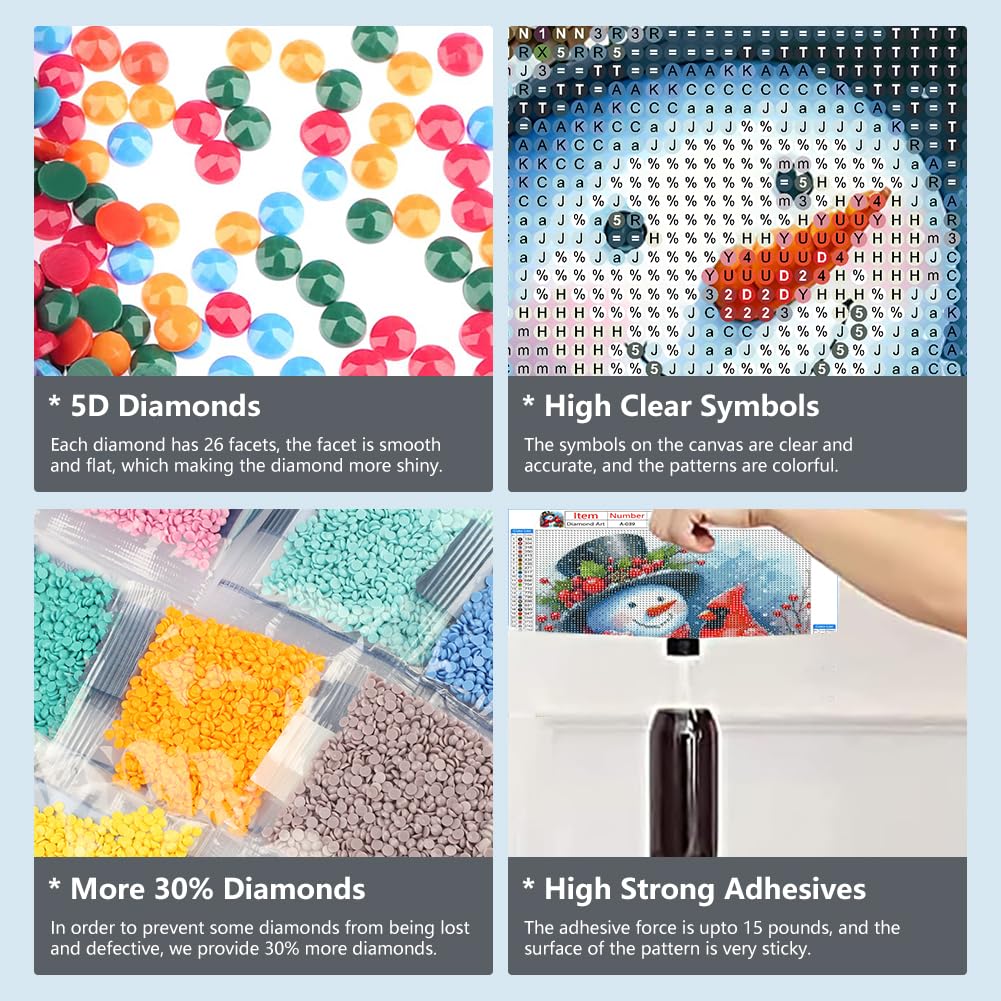 AMORARS Cardinal Diamond Painting Kit for Adults, 5D Snowman Diamond Art Beginners - DIY Full Diamond Dot Gem Art Paintings, Suitable Gifts, and Home Decoration Crafts, 12x12Inch AMORARS