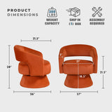 Lexicon 360 Degree Swivel Accent Chair, Modern Comfy Velvet Round Barrel Chair, Open Back, Plush Foam Cushions, Metal Swivel Base for Living Room/Bedroom/Office, Orange Lexicon