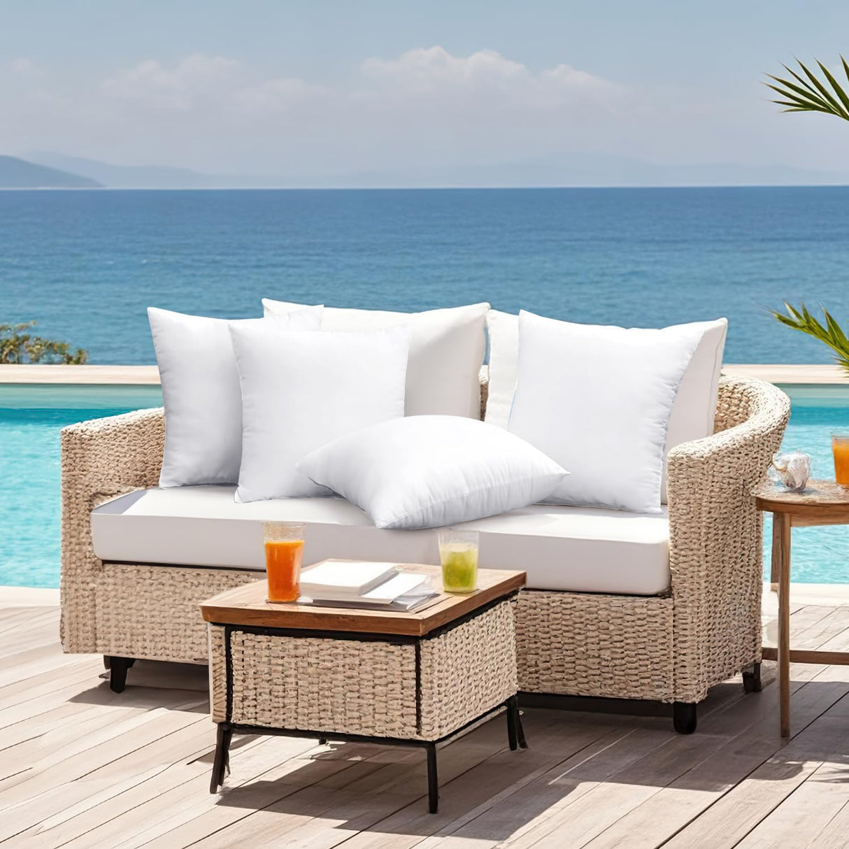 MIULEE Pack of 4 18x18 Outdoor Pillow Inserts, Water-Resistant Throw Pillow Inserts Decorative Premium Square Pillow Stuffer Sham for Porch Swing Couch Sofa Cushion Patio Furniture MIULEE