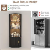Lvifur 69" Corner Glass Display Cabinet with RGB Lights,3-Tier Movable Glass Shelves,Curio Display with Human Body Sensor,Bookcase with Storage Cabinet for Toys,Books,Collectibles,Liquor,Black Lvifur