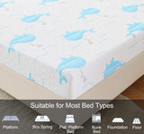 OUUI 6 Inch Full Mattress, Removable Washable Cover with Whales Pattern Cooling Memory Foam Medium Feel, Bed-in-a-Box, CertiPUR-US Certified, White/Blue OUUI