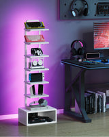 CHOEZON 8-Tier Bookshelf, LED Bookcase with Semi-Open Bottom, Small Space Standing Shelf with Lights, Corner Storage Stand, for Living Room, Home Office, Bedroom, White TSJ08DWB CHOEZON