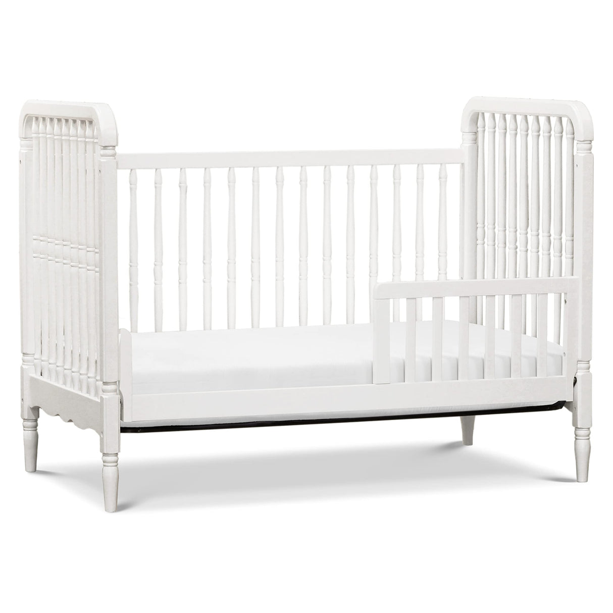 Namesake Liberty 3-in-1 Convertible Spindle Crib with Toddler Bed Conversion Kit in White, Greenguard Gold Certified NAMESAKE