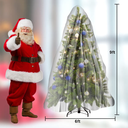 PROWEE All Purpose Use Jumbo Christmas Tree Removal Bag Extra Large 6ft width by 9 Feet Tall Christmas Tree Storage Bag Clear Waterproof Christmas Tree Bag for Upright Storage