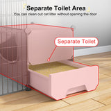 Oneluck Cat Cage with Litter Box,4-Tier DIY Cat Enclosures Large Playpen Detachable Metal Wire Kennel Indoor Crate Large Exercise Place Ideal for 1-2 Cat Oneluck