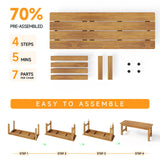 ONBRILL Outdoor Bench, 2-Person Poly Lumber Garden Bench, All-Weather Patio Bench Will not Rot and Fade for Garden, Porch, Backyard and Park, Easy Installation, Teak ONBRILL