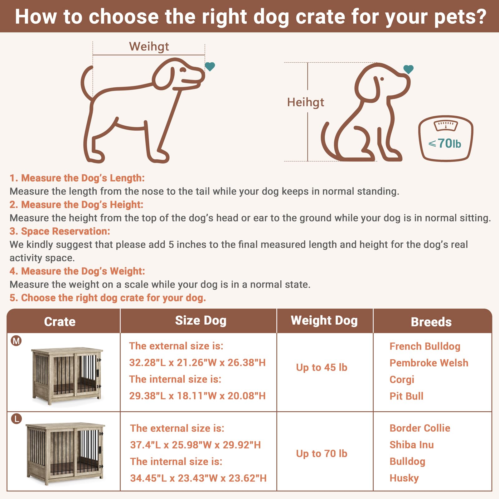 Meadaro 37.4" Dog Crate Furniture Solid Wood with Dog Cushion for Large Dogs, Heavy Duty Dog Kennel Indoor with Sliding Door Chew-Resistant Steel Tube Decorative Dog House Dog Cage Side End T - WoodArtSupply