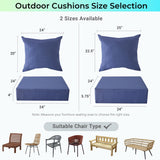 IPYNBAP Outdoor Cushions for Patio Furniture，Outdoor Seat Cushion Set 24 x 24 x 5.75 Inch，Waterproof & Fade Resistant Outdoor Chair Cushions，Deep Patio Chair Cushion with Removable Cover，Navy Blue IPYNBAP
