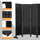 VINGLI Freestanding Pegboard with Support Feet, 5 FT Wood Room Divider Display Board Organizer, Folding Privacy Screen Partition Space Separator for Craft Shows Events Retail (Black, 6 Panel) VINGLI
