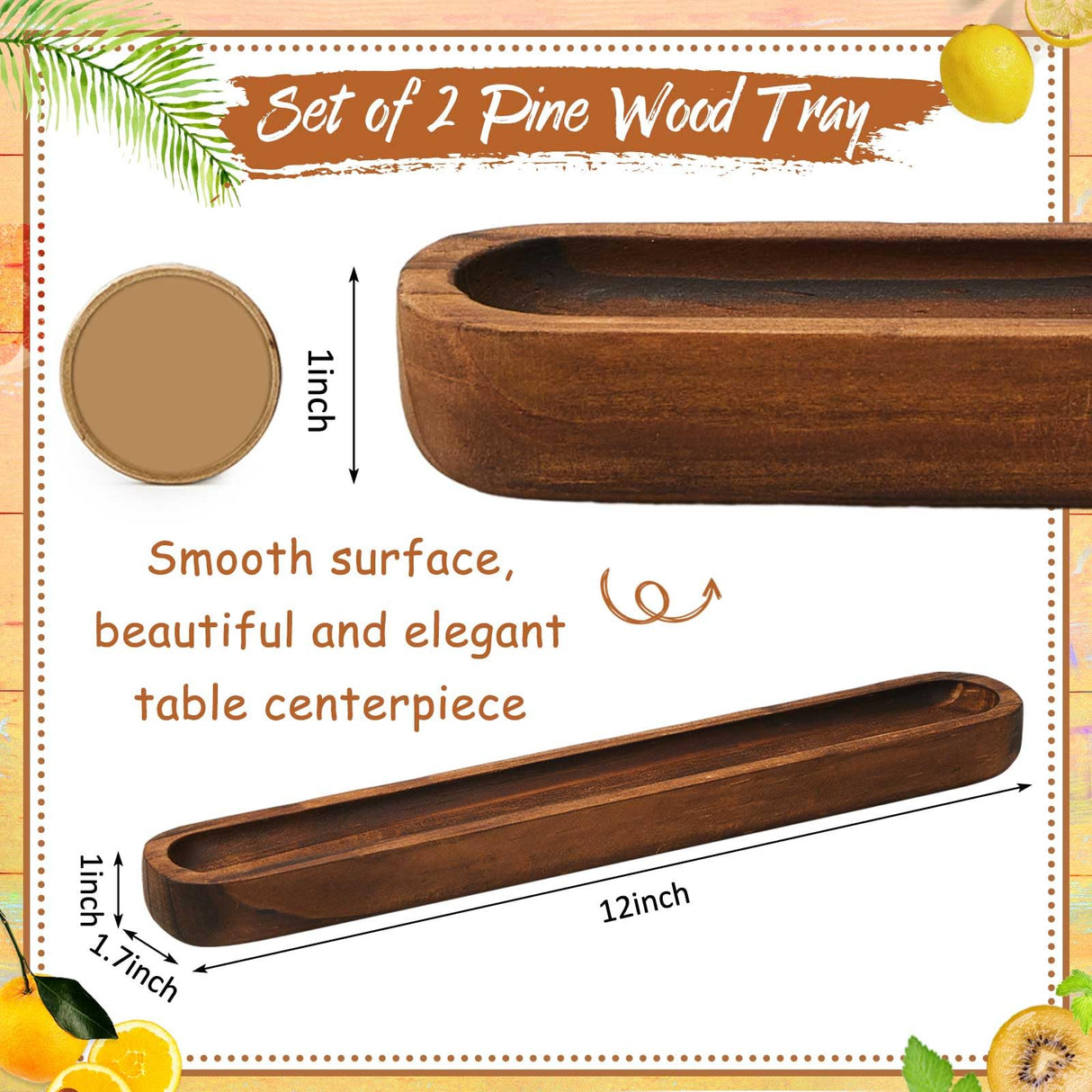 Thyle 2 Set Small Dough Bowls 12 x 1.7 x 1 Inch Wood Tray Hand Carved Narrow Decorative Bowl Canoe Style Long Tray for Candle Making Rustic Table Centerpiece Home Display Accessories Thyle
