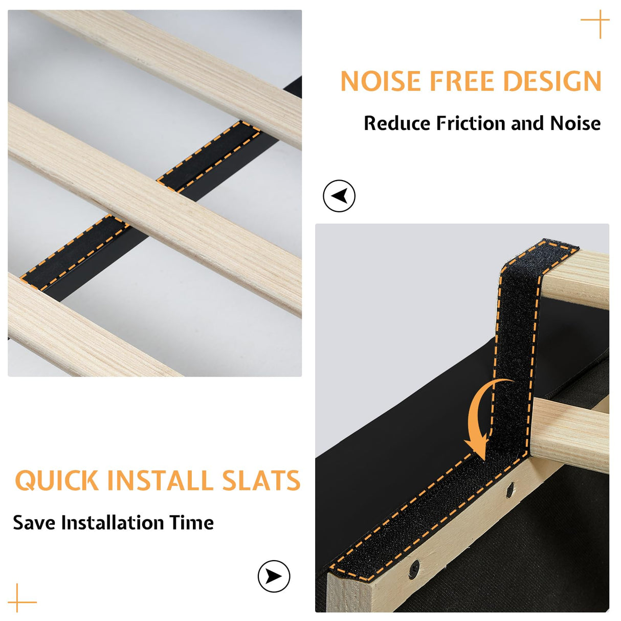 Jocisland Queen Bed Frame Upholstered Bed Wingback Headboard Velvet Tufted Diamond Button/No Box Spring Needed/Easy Assembly/Black Jocisland