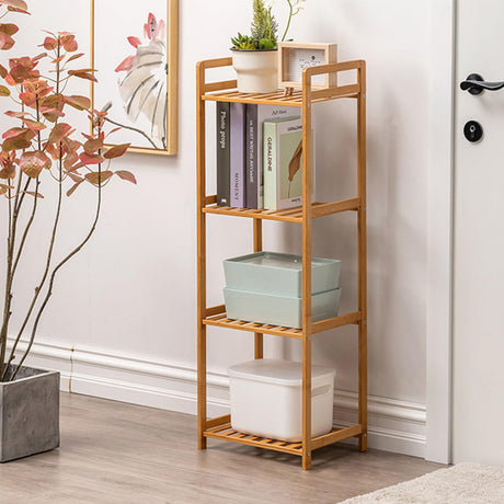 MCBAOB Bamboo Shelf, 4-Tier Bookcase Storage Shelves, Small Book Rack Shelving Unit, Multipurpose Storage Display Shelf for Bathroom Kitchen Living Room Office, 25W x 35D x 100H (4-Tier Natural) MCBAOB