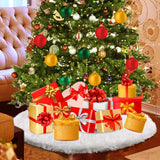 Konsait Plush Christmas Tree Skirt - Round Snow White Xmas Tree Mat Base Cover for Holiday Home Decorations,31Inch/78CM Konsait