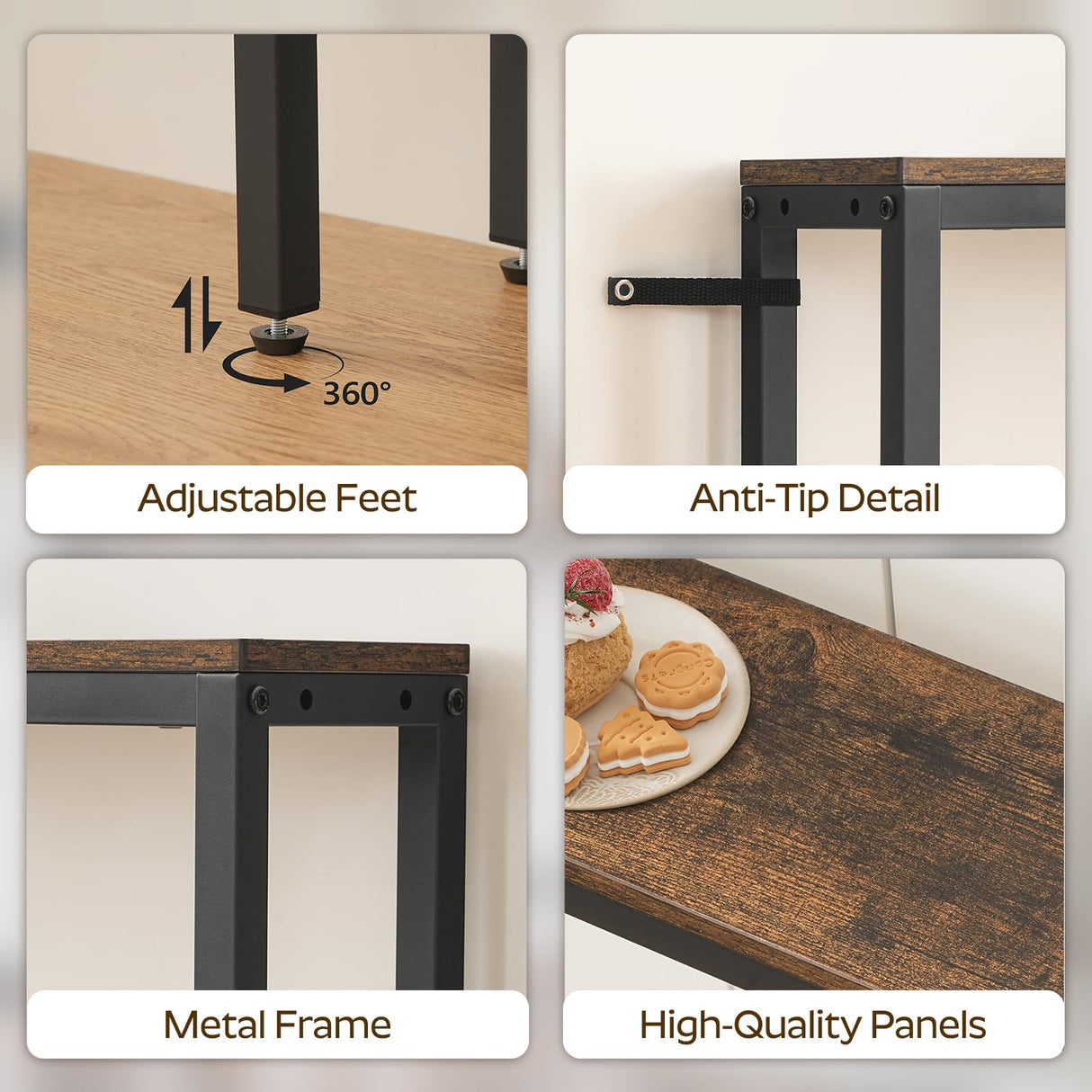 YATINEY L Shaped Console Table, 5.9" Long Narrow Sofa Table, Behind Couch Table, Entryway Table with 2 Outlets and 2 USB Ports, for Living Room, Hallway, 3 Assembly Options, Rustic Brown CT07UBR YATINEY