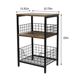 X-cosrack Industrial Retro End Table with 3-Tier Storage for Versatile Use in Living Room, Bedroom, and Office X-cosrack