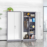 INTERGREAT Metal Storage Cabinet,72 Tall Armoire Wardrobe Closet with Doors,Grey White Storage Locker Cabinets with Adjustable Shelves and Removable Hanging Rods INTERGREAT