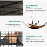YITAHOME Large Cat Cage, Cat Enclosures Outdoor DIY Pet Kennels Playpen Cat House Catio with Hammock for 1-6 Cats YITAHOME