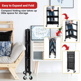 IRONMAX Folding Tool Cart on Wheels, Heavy Duty 3 Tier Foldable Utility Cart w/ 4 Universal Wheel & Compartments, Lightweight Collapsible Service IRONMAX