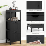 Tangkula Black Small Bathroom Storage Cabinet with 2 Removable Drawers Tangkula