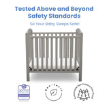 Delta Children Emery Mini Convertible Baby Crib with 2.75-inch Mattress, Grey Delta Children