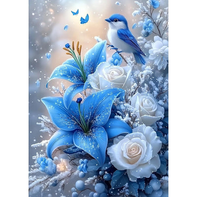 EOBROMD Diamond Art Painting Kits for Adults Birds Flower, 5D Full Drill Diamond Dots, DIY Diamond Art Painting Kits for Adults Beginners, Diamond Gem Art and Crafts for Home Wall Decor 12x16inch